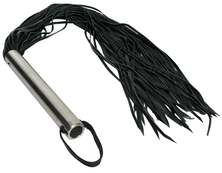 Heavy Leather Whip with 60 tails and stainless steel handle by