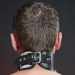BNMW - Hoge lederen halsband met RVS